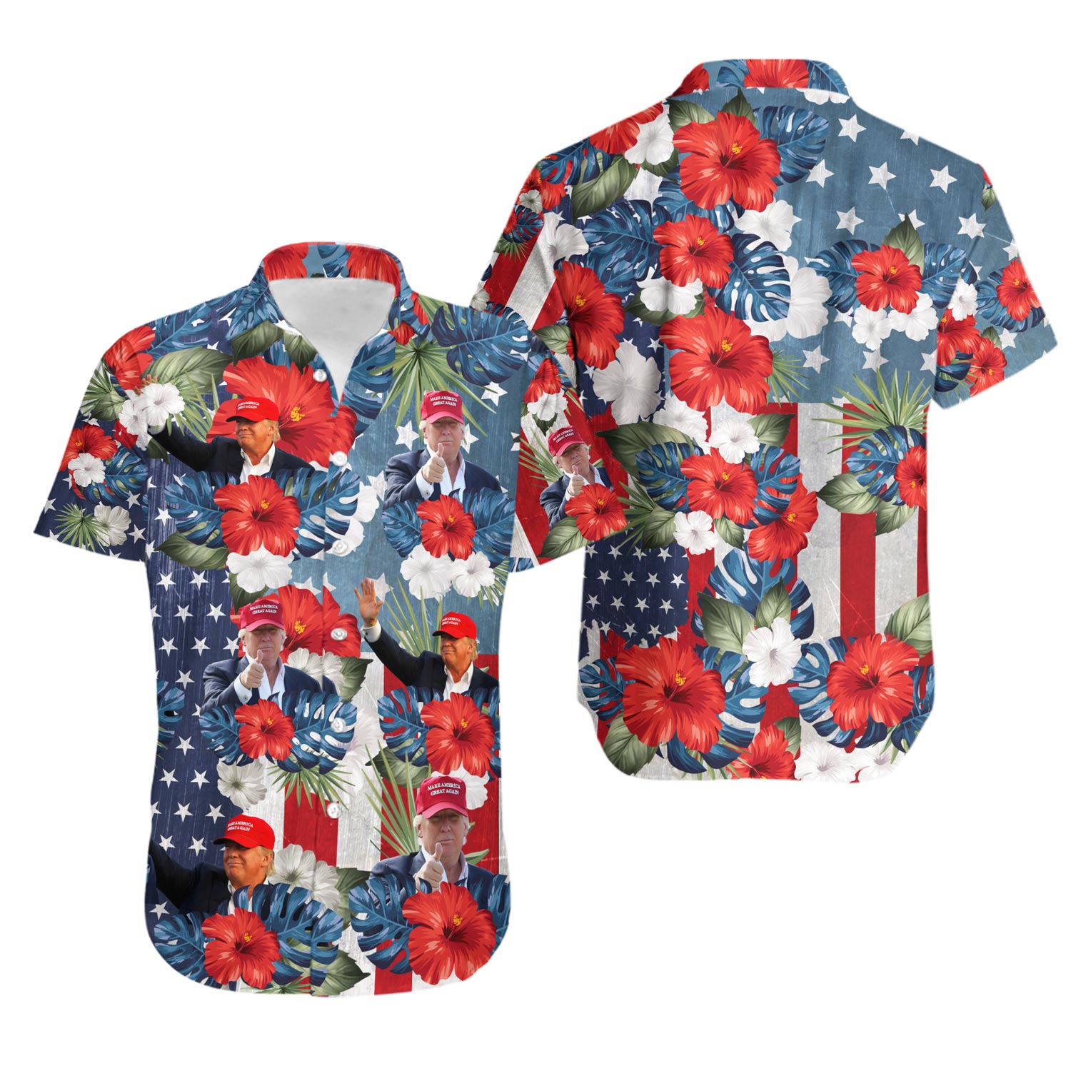 President Trump Election Make 4th July Great Again Hawaiian Shirt, Cool Patriotic America July Fourth Button Up Shirt, Independence Day
