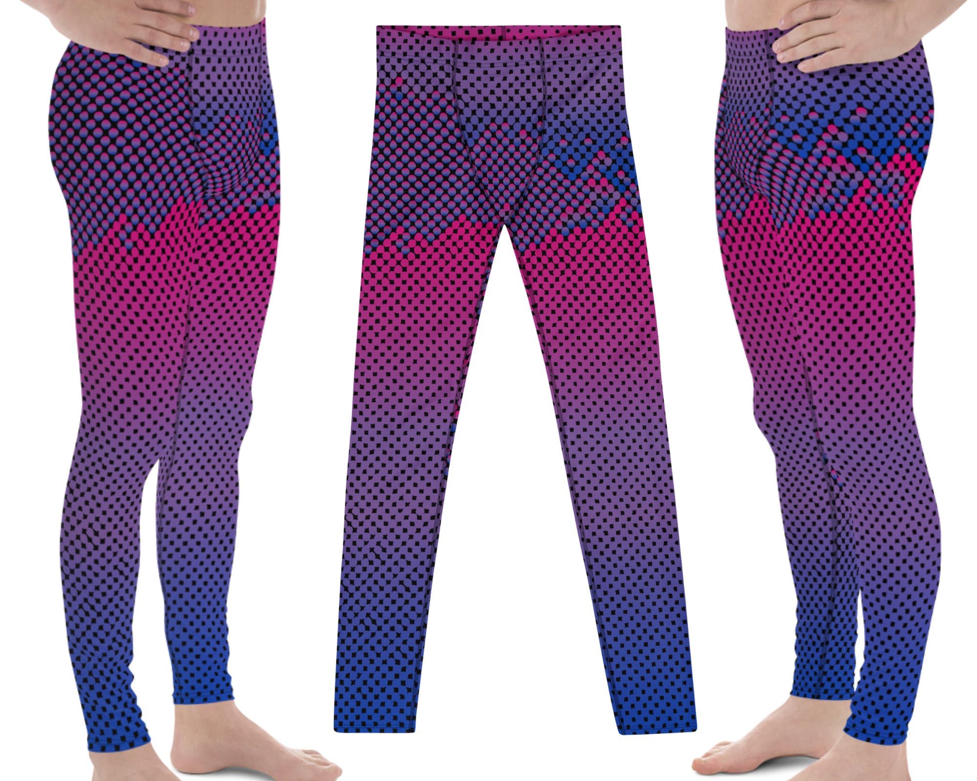 Distressed Bisexual Flag Mens Leggings, cool Bi Pride Meggings