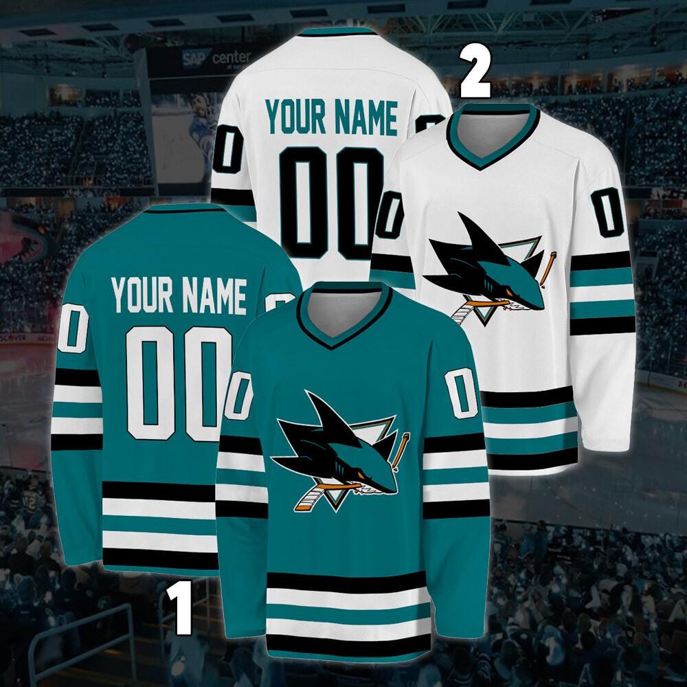 Personalized San Jose Sharks Hockey Jersey, Jersey For Men With Your Team Name, Fan Hockey Jersey