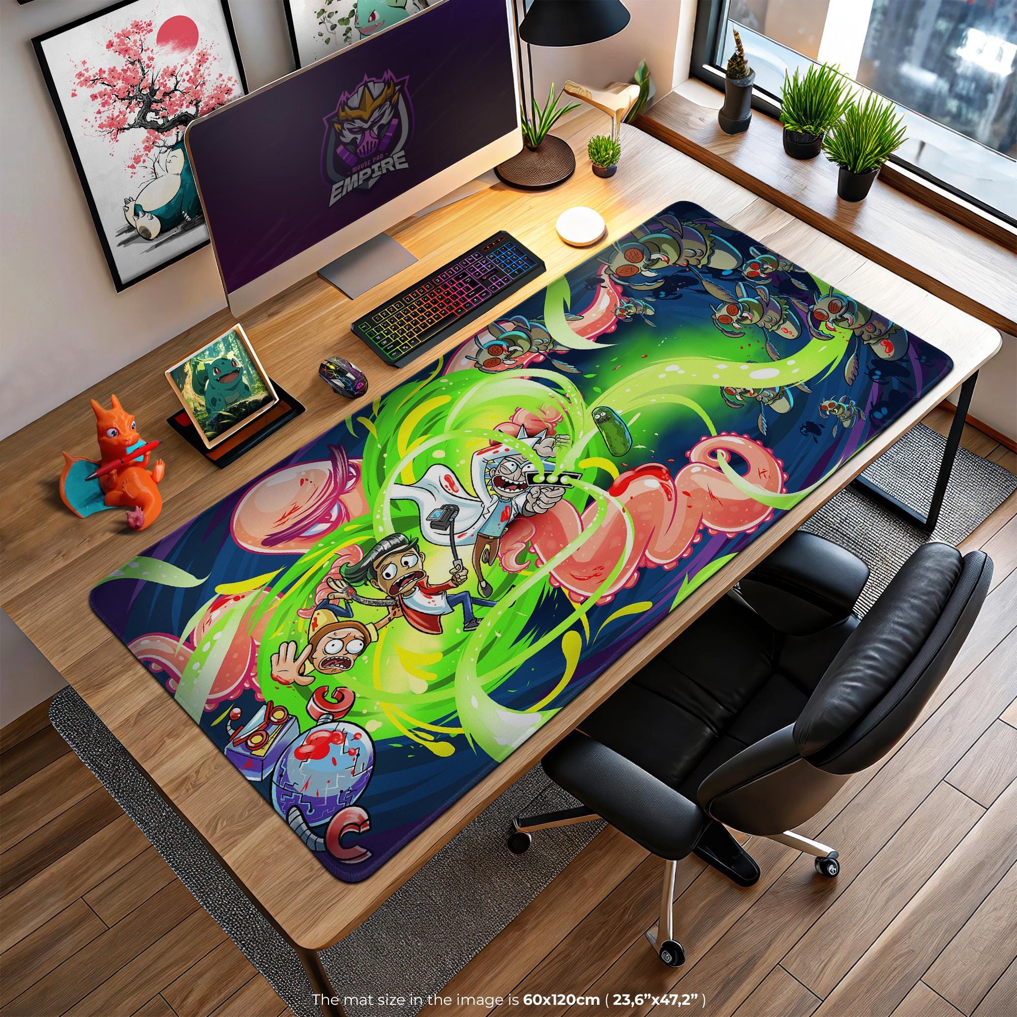 Rick and Rickandmorty Chaos Desk Mat, Multiverse Adventure Gaming Mouse Pad, Sci-Fi Fan Gift