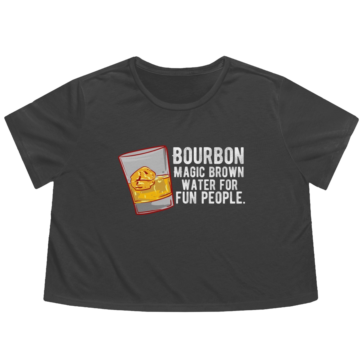 Bourbon - Magic Brown Water Flowy Cropped Tees
