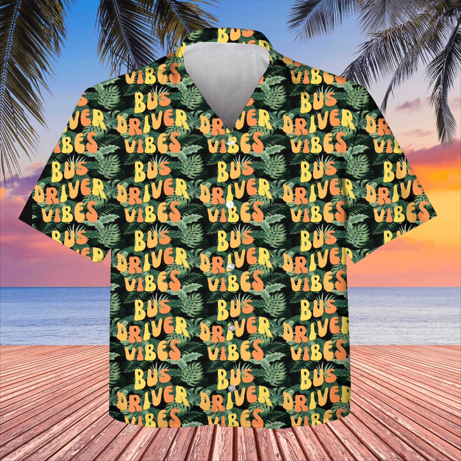 Bus Driver Vibes Retro Vintage School Kids Hawaiians