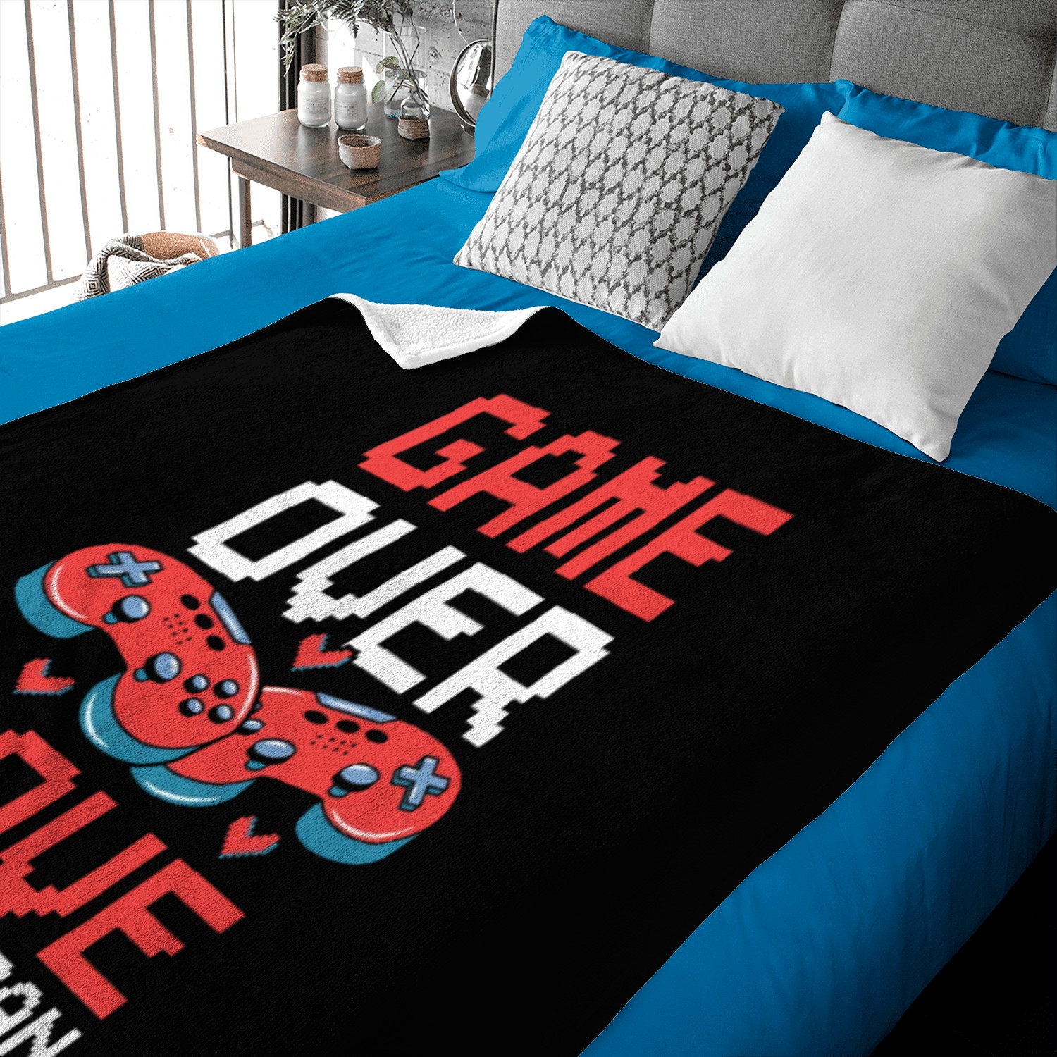 Valentine's Day Gamer Playing Video Game Couples Baby Blankets