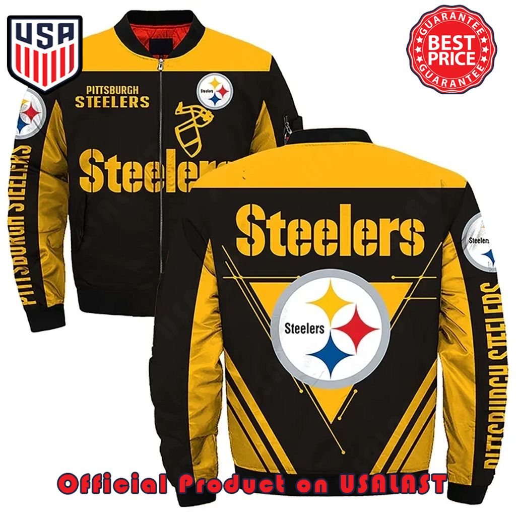PITTSBURGH Steeler TEAM LOGO PATTERN BOMBER JACKET – YELLOW