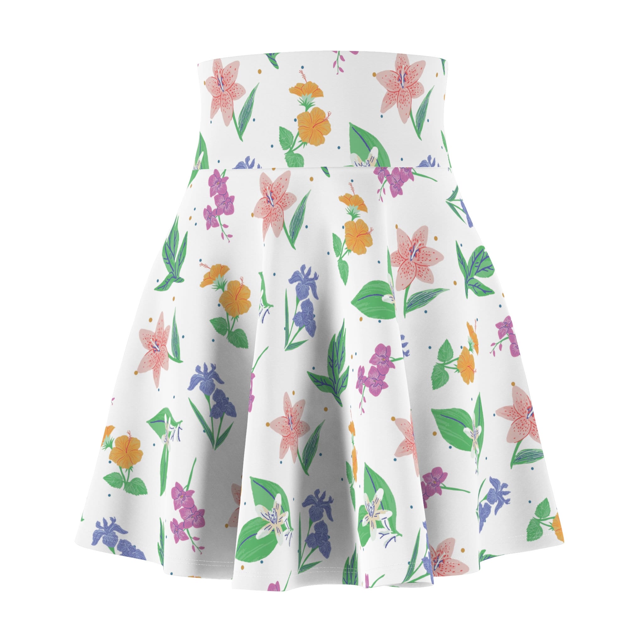 Seamless Flower Skater Skirt, Women's Skater Skirt