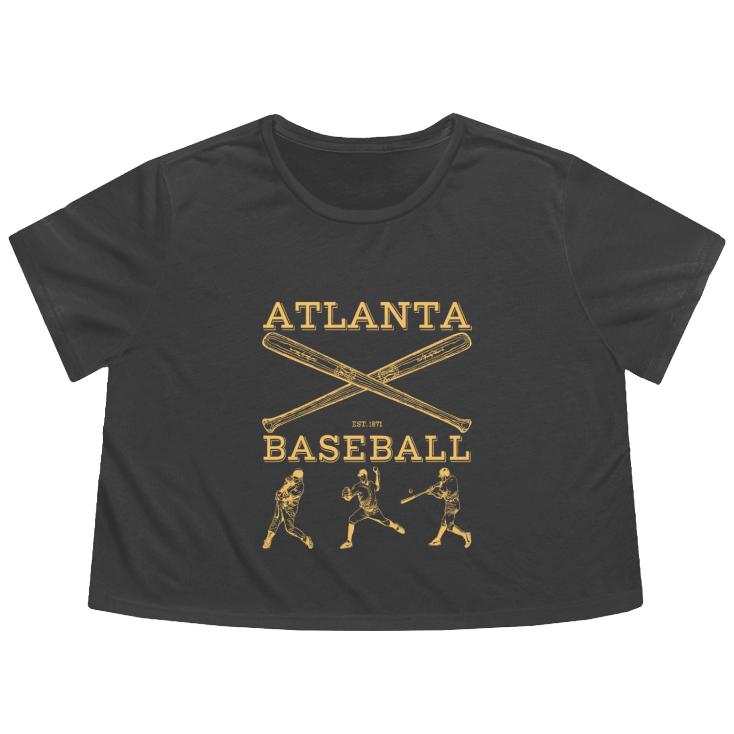 Vintage Atlanta Baseball est 01 Flowy Cropped Tees