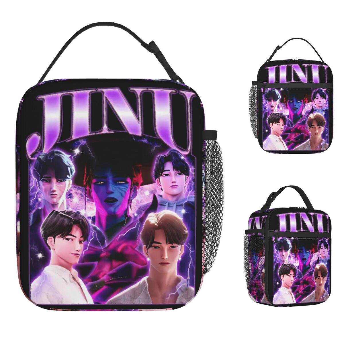 Jinu KPOP Demon Hunters Lunch Bag Oxford Cooler Bag for Kids Casual Thermal Tote Picnic Handbag