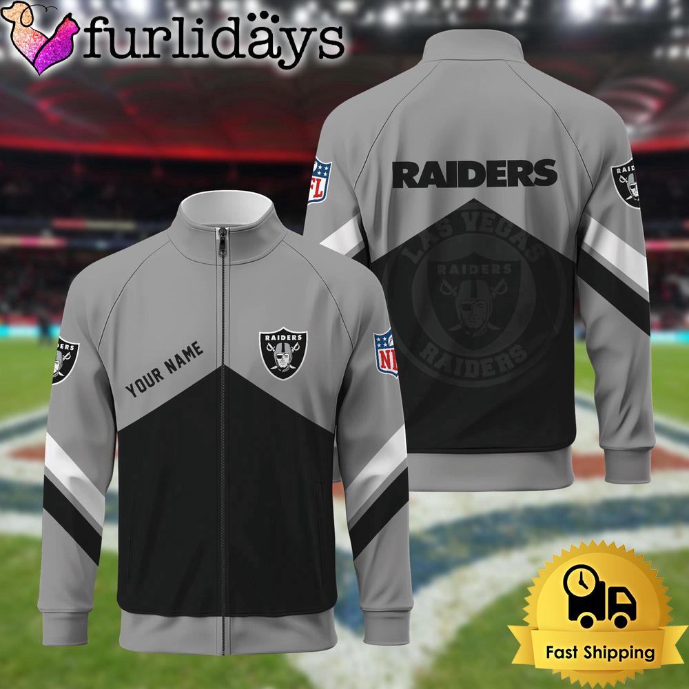 Las Vegas Raiderss Logo Custom Standing Neck Zipper Jacket