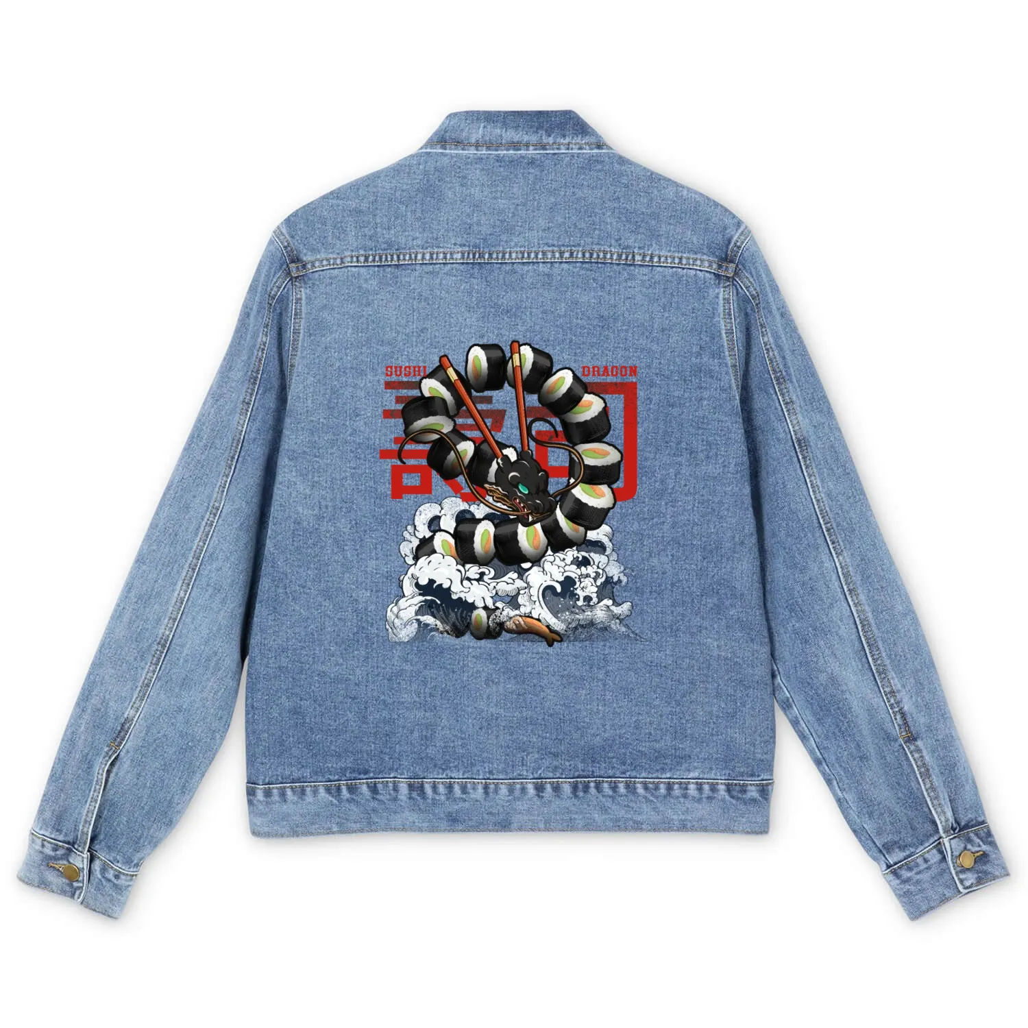 Great Sushi Dragon Japanese Food Sushi Lover Pun Men's Denim Jackets
