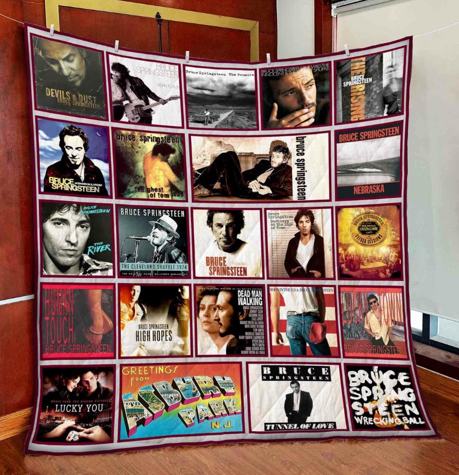 Bruce Springsteen Music Quilt, Vintage Handmade Bedding Blanket, Home Decor
