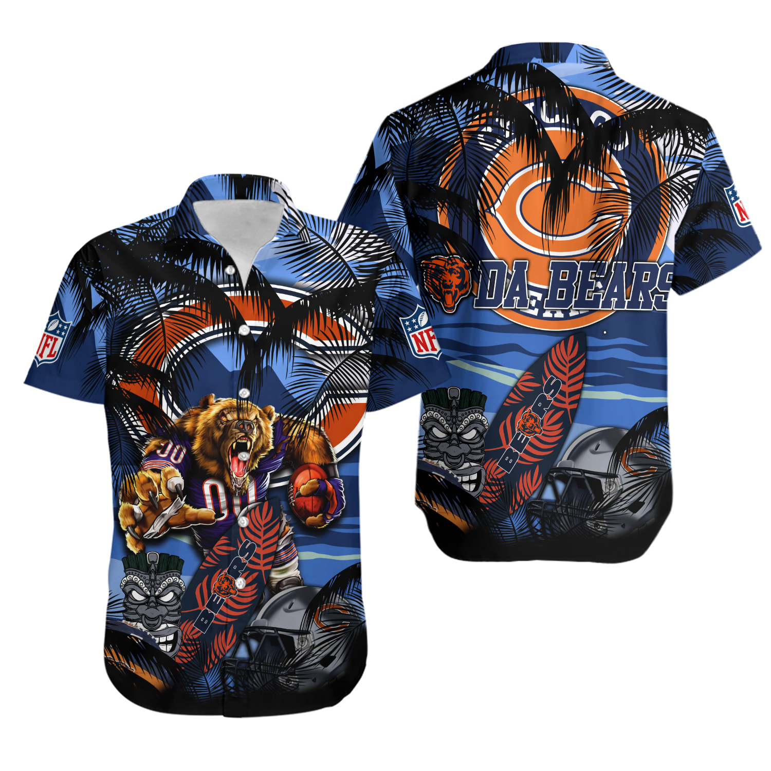 Chicago Bears Fierce Tiki Hawaiian Shirt aloha baseball fan shirt, Gift for Fan