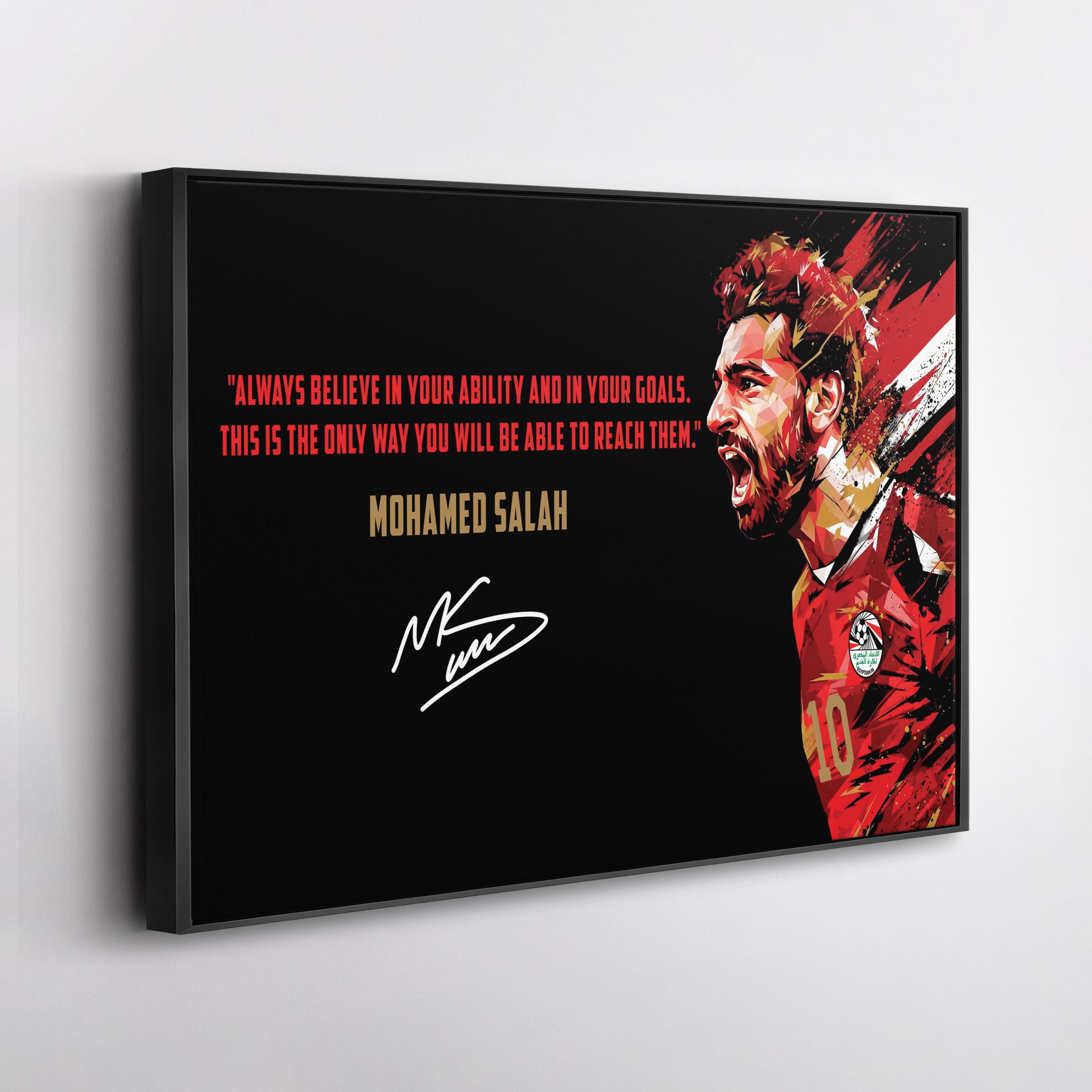 Mohamed Salah Canvas Wall Art, Egypt Football Decor, Motivational Quote Print, Sports Poster Style, Fan Gift