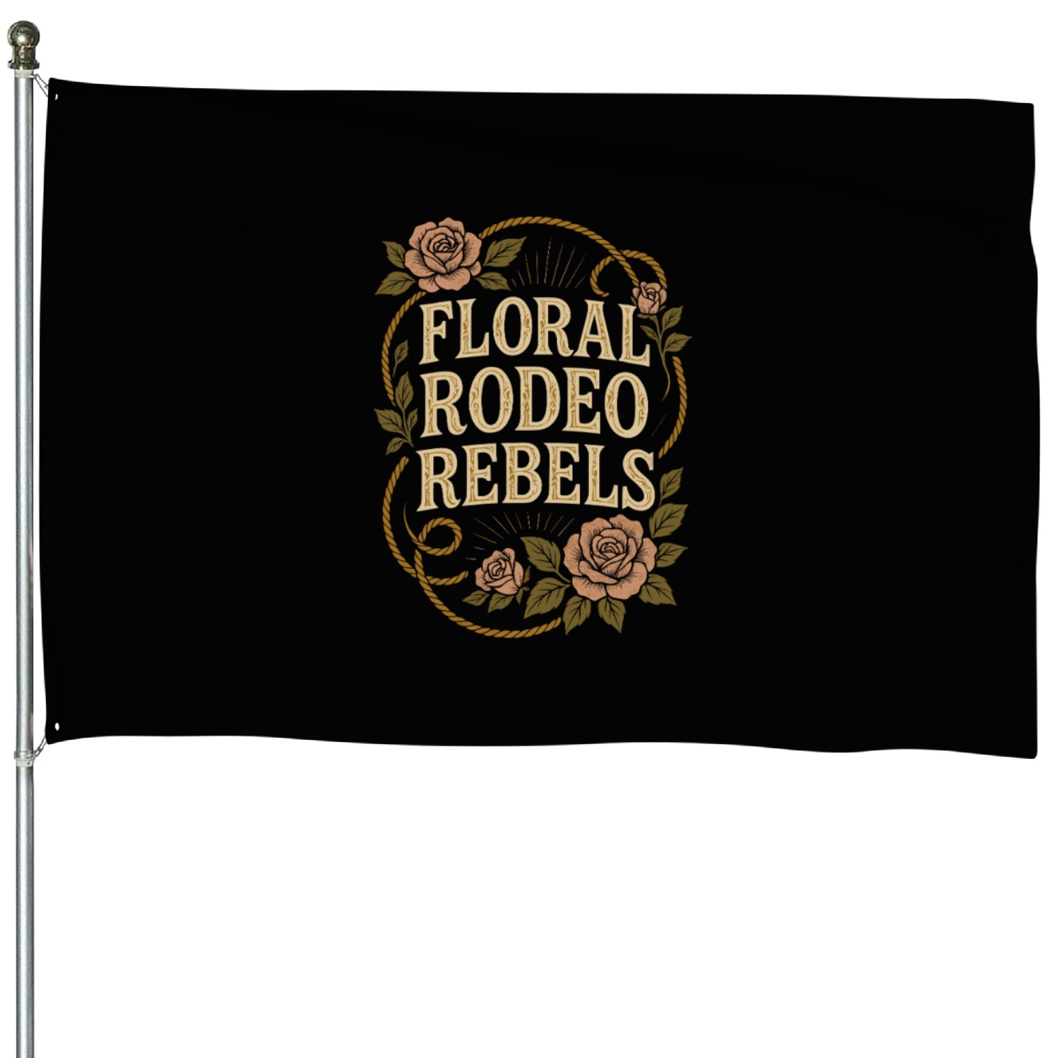 Soft Cowgirl Floral Rodeo Western Aesthetic Horse House Flags