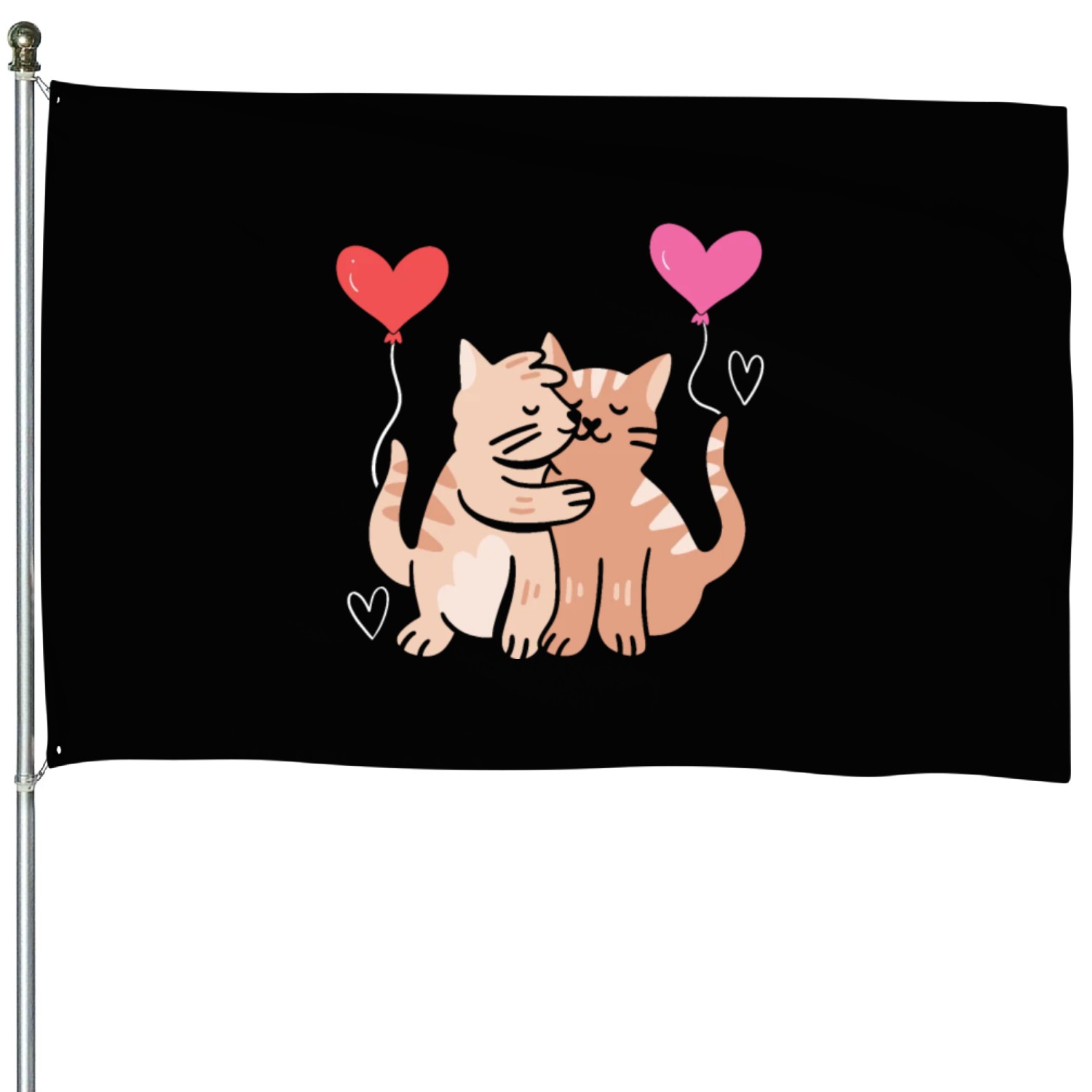 Cat Lover Valentines Day Hearts Day Cupid Love House Flags