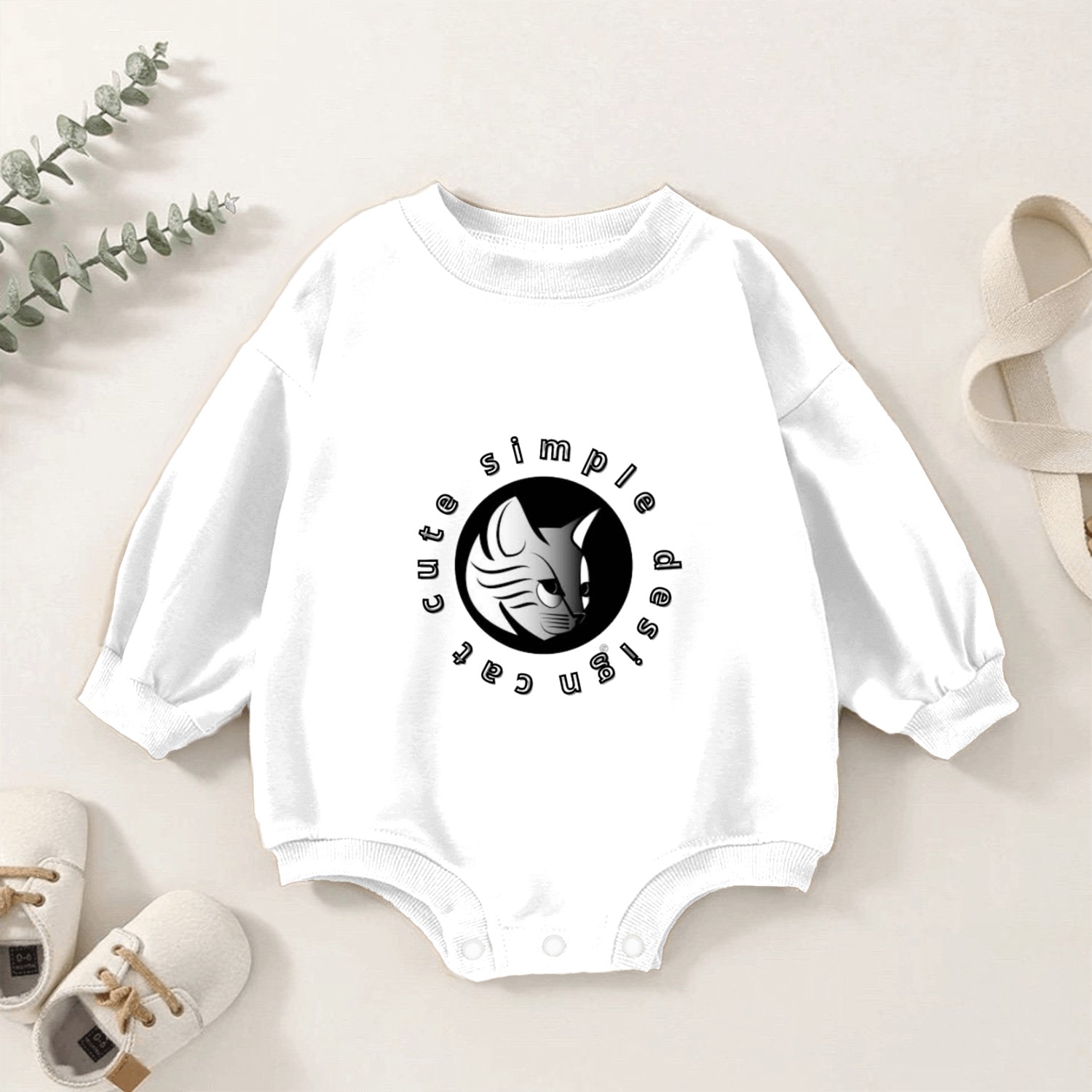 cat cute simple design Baby Romper Sweatshirts