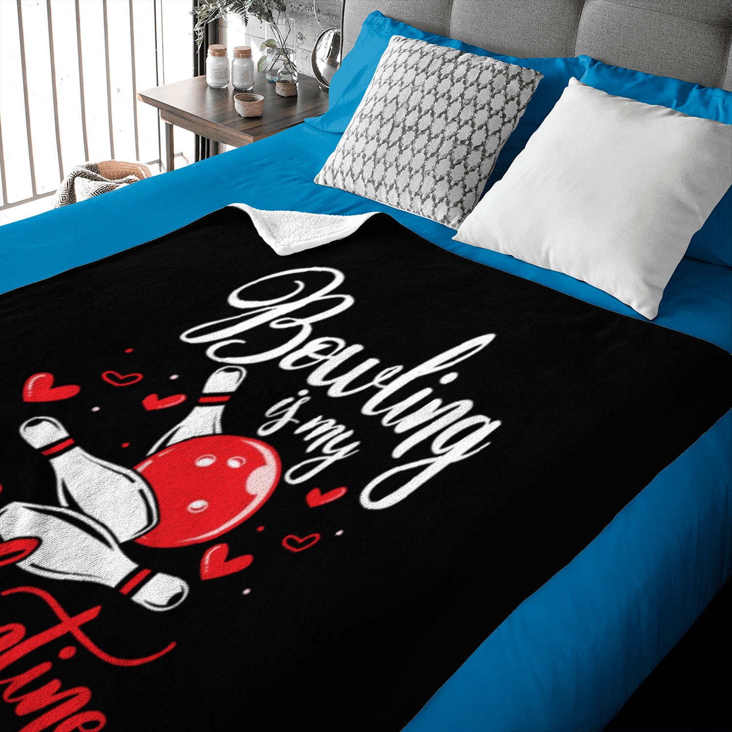 Bowling Is My Valentine Team Player StrikeBowler Baby Blankets