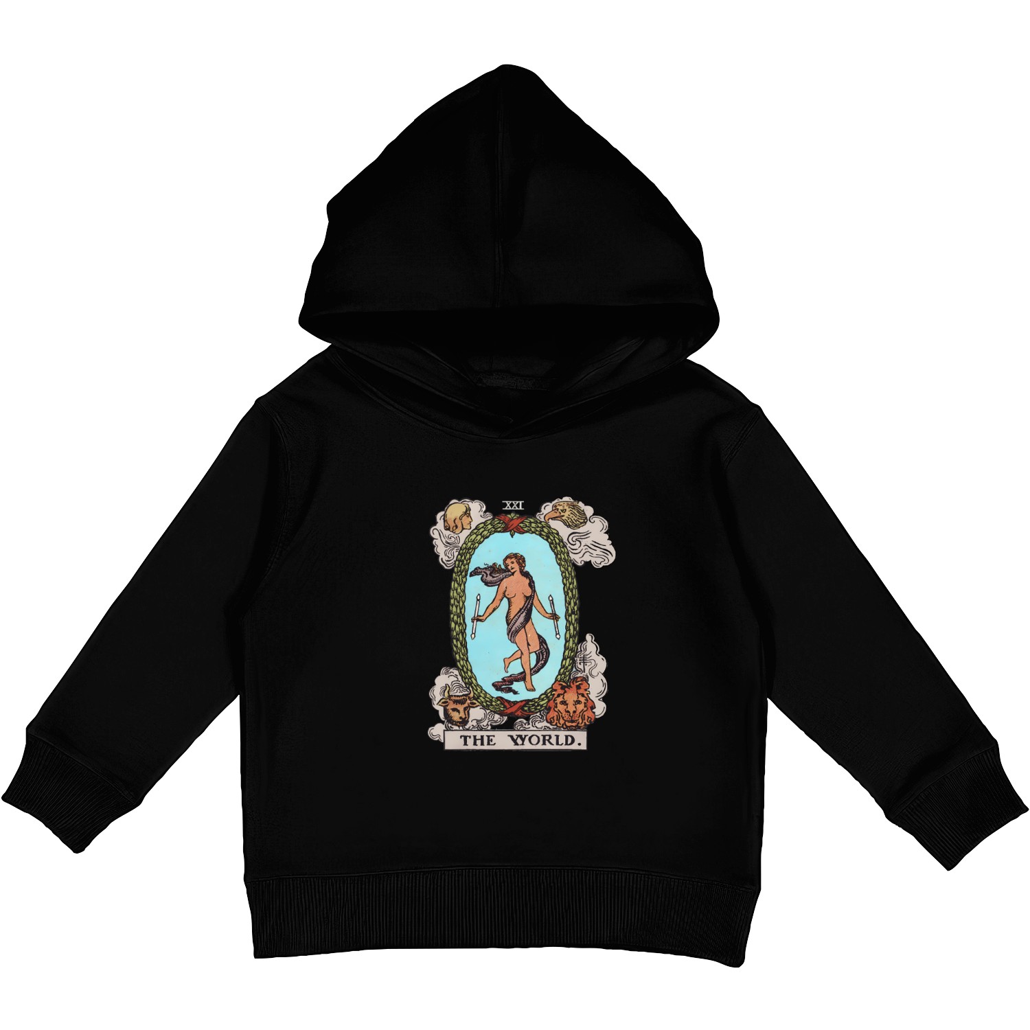 Tarot Card The World Recolorized Tarot Kids Pullover Hoodies