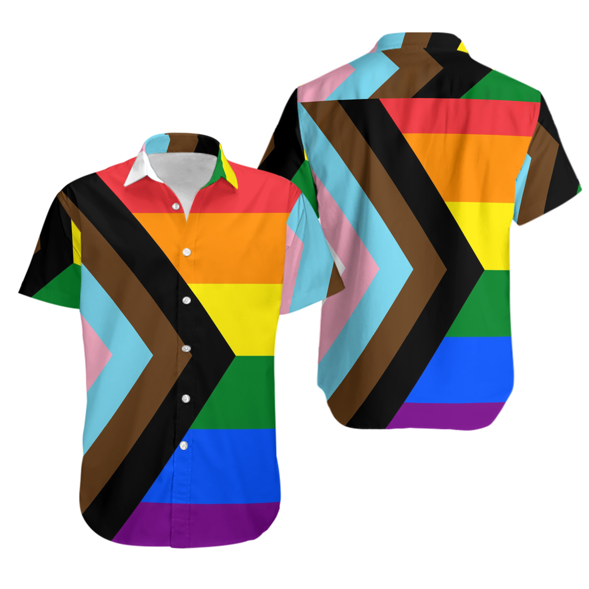 Progress Rainbow Hawaiian Shirt, Progress Rainbow Flag Shirt, Pride Month Gift