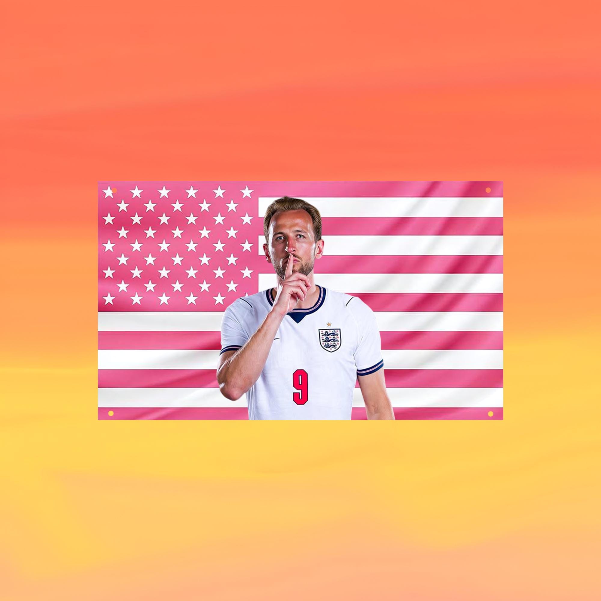 Harry Kane Pink US Wall Tapestry Flag, Football Wall Art, Soccer Bedroom Decor, Sports Fan Banner