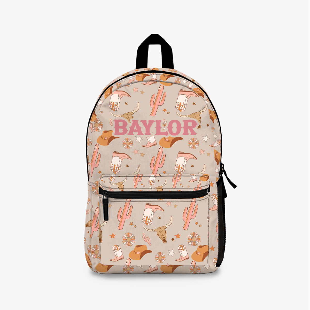 Personalized Pink Western Retro Backpack, Little Kids Backpack, Kids Book Bag, Custom Name Travel Backpack for Kid, Girls Cowgirl Backpack