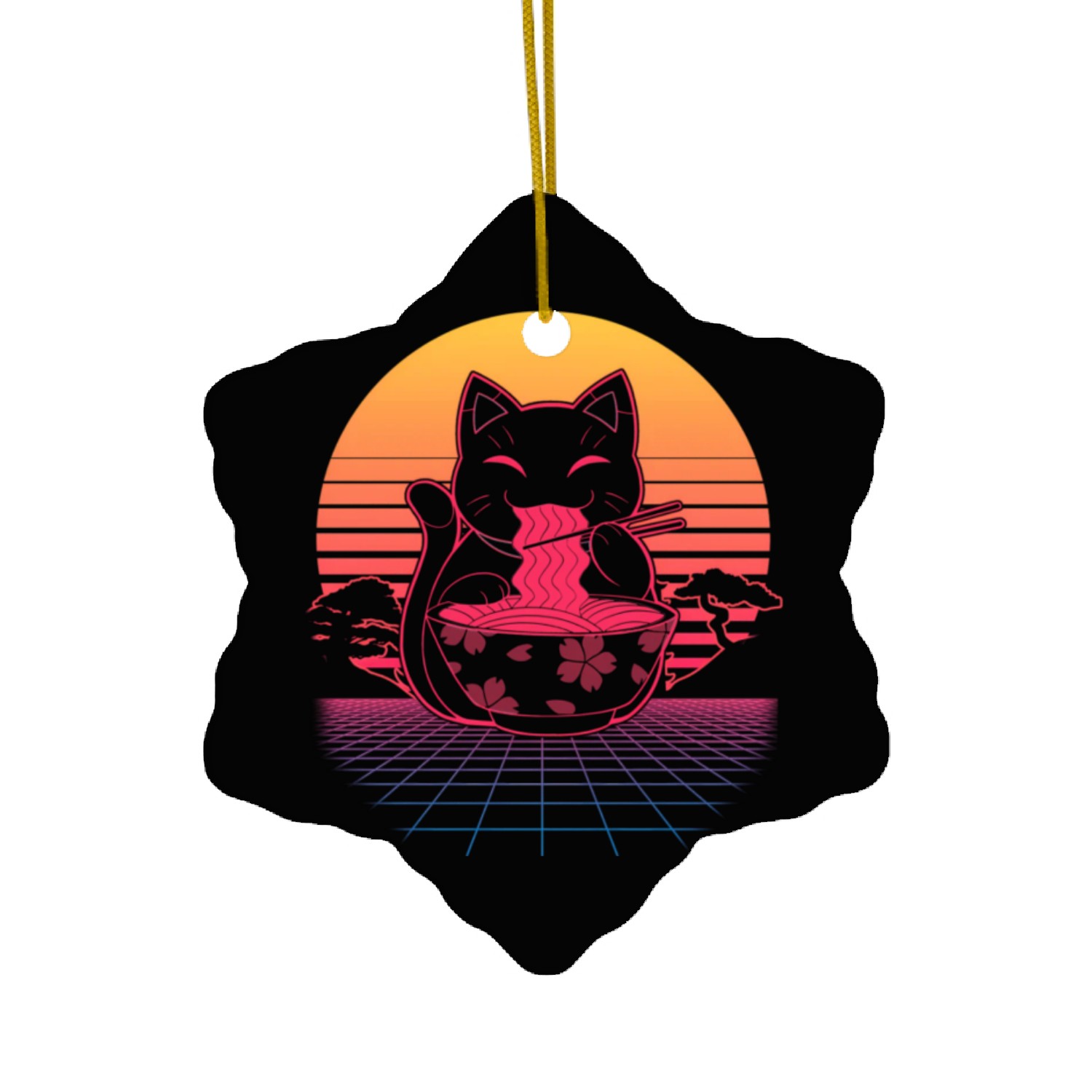 Kawaii Ra Neko Retro Cat Japanese Noodle Anime Ceramic Ornaments