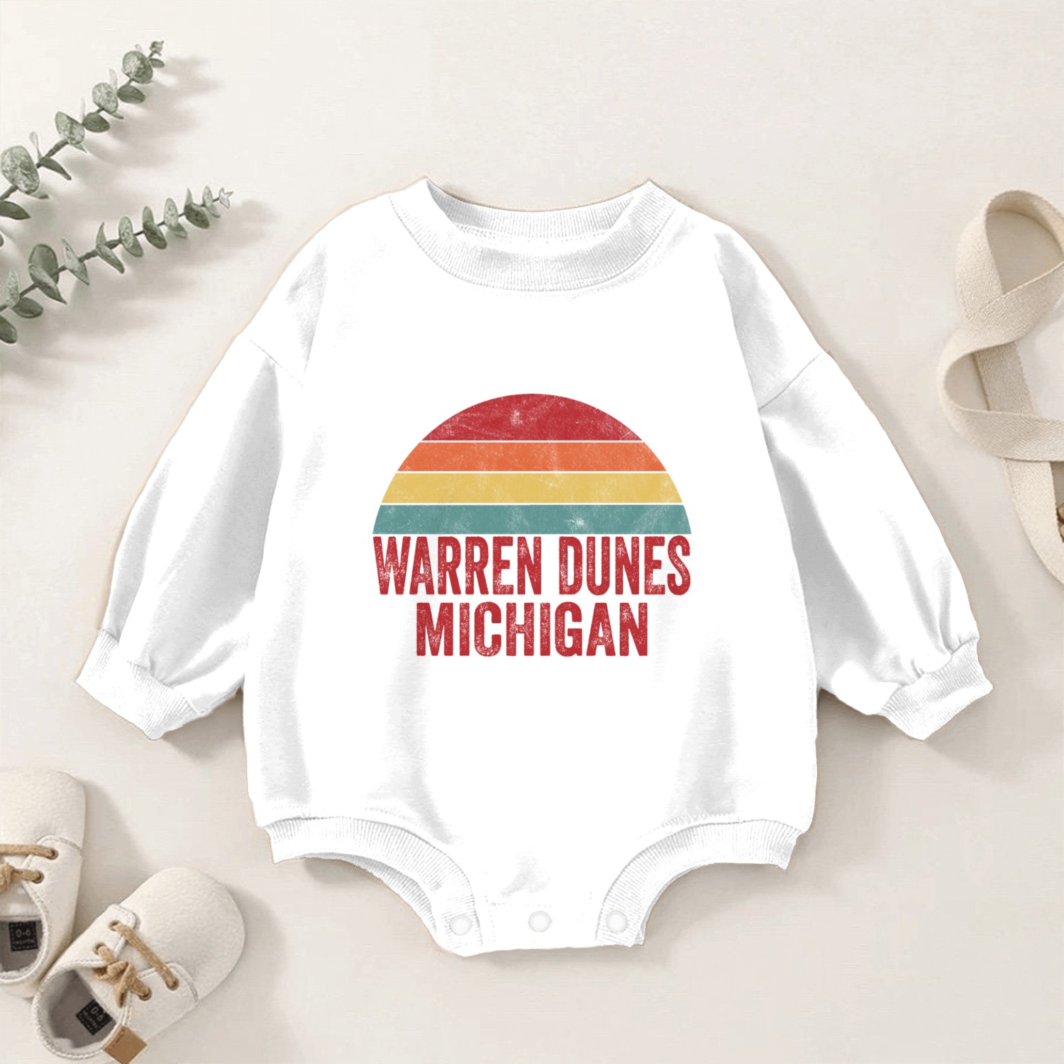 Vintage Warren Dunes State Park Michigan Baby Romper Sweatshirts