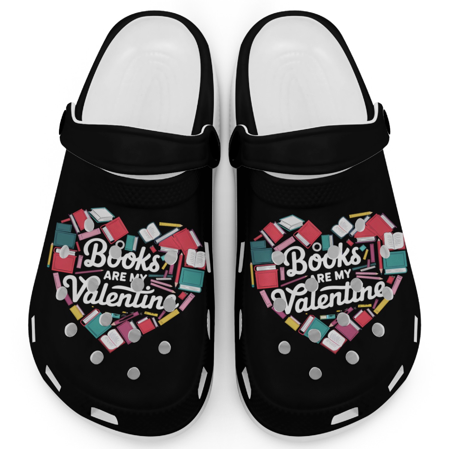 books are my valentine Clogs