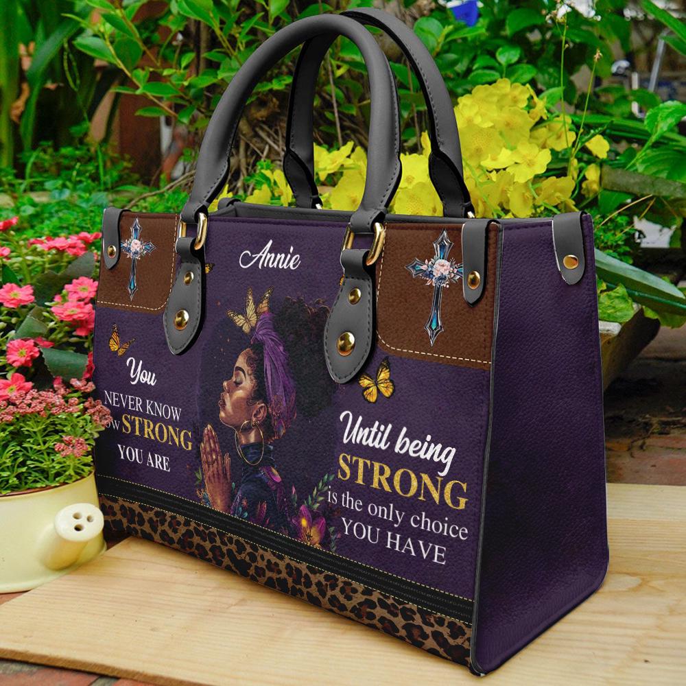 Personalized Leather Handbag With Motivational African American Women, Melanin African American Tote Bags, Black Girls Magic