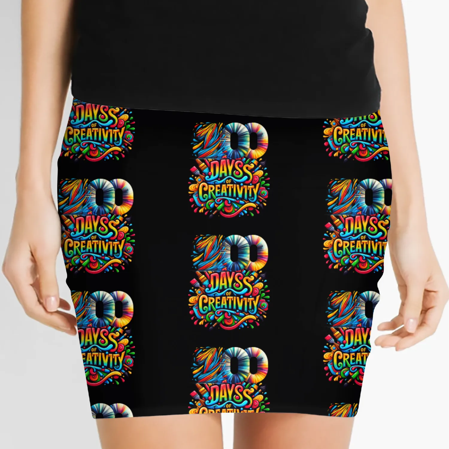 School Women's Mini Skirts, 100 Days Of Creativity Colorful