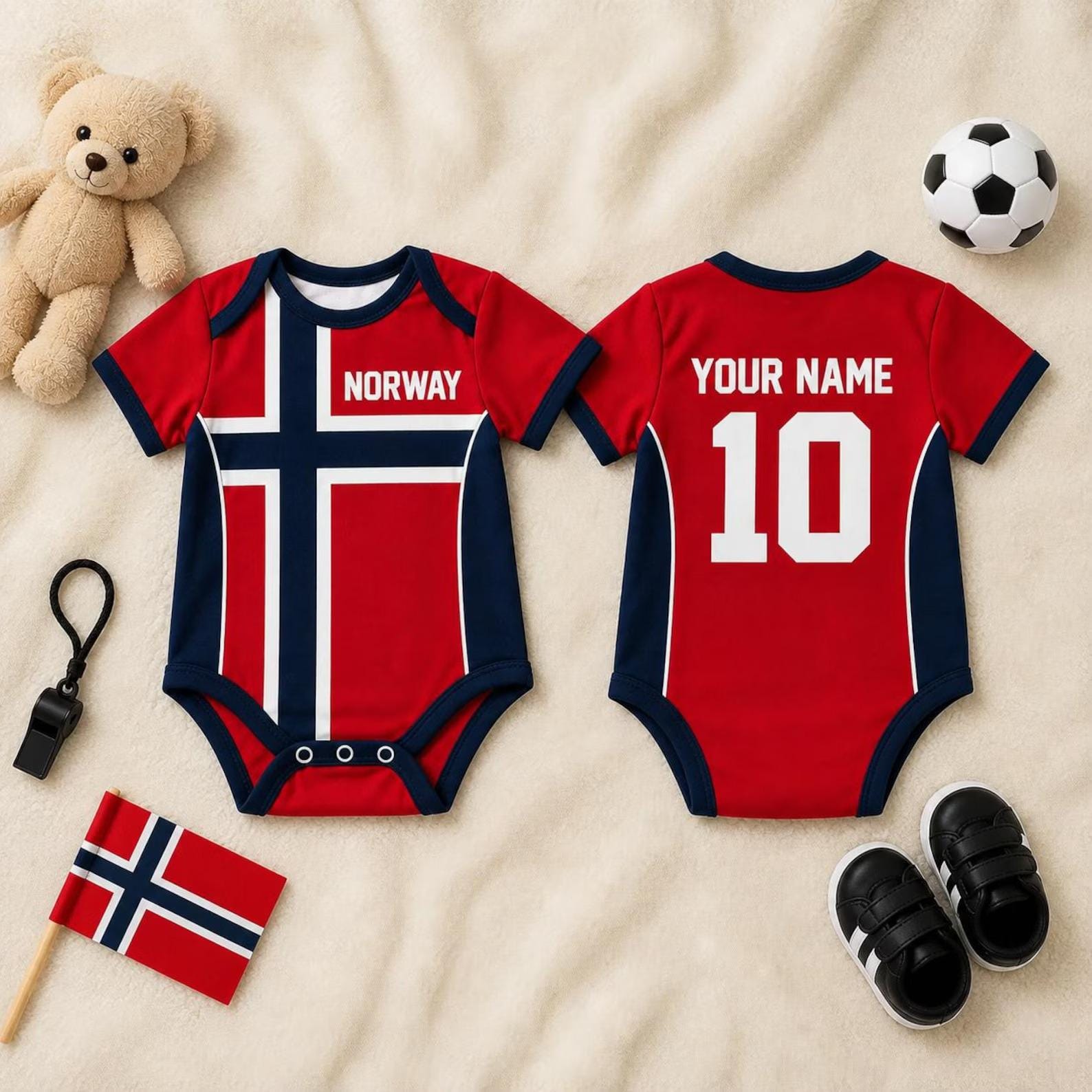 Norway Baby Bodysuit, Personalized Norway Soccer Onesie, Norway Football Outfit, World Cup 2026 Newborn Gift