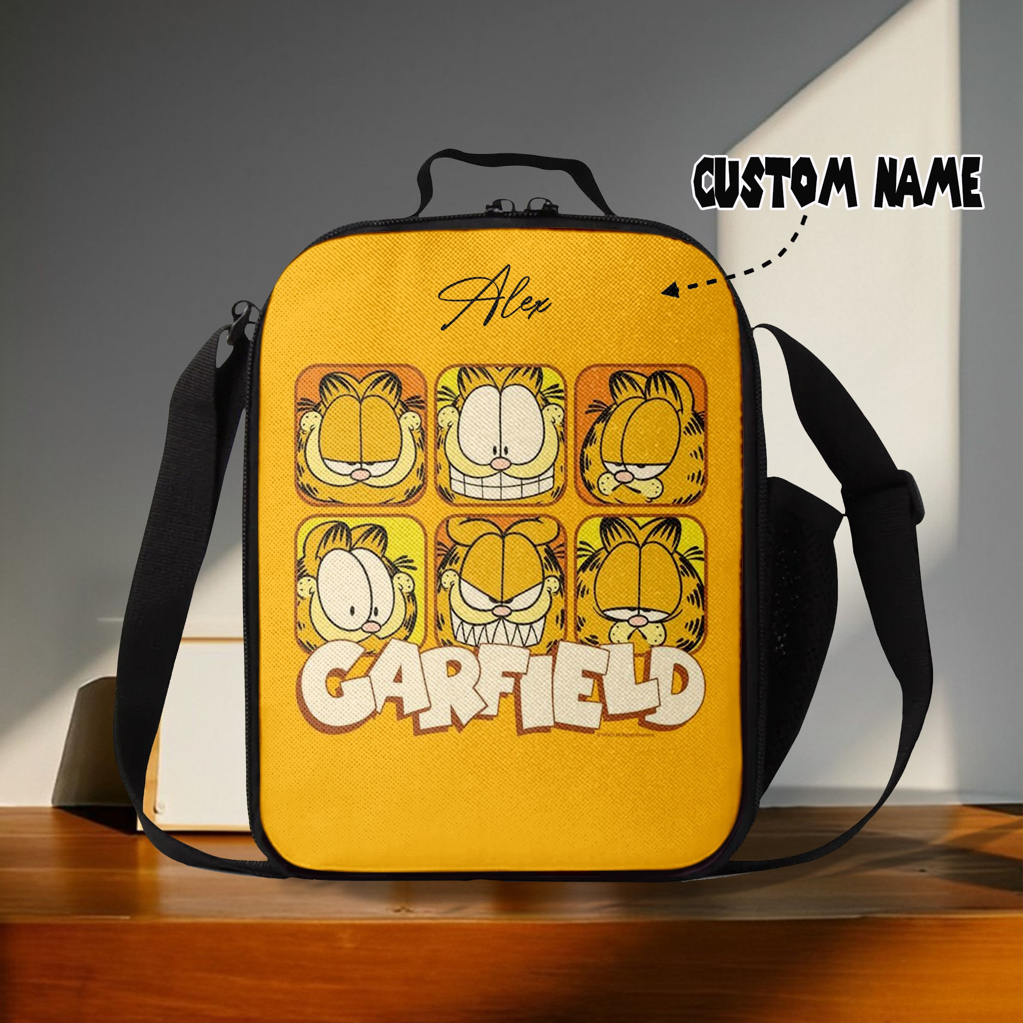 Garfield Lunch Bag, Funny Garfield Lunch Bag, Back To School Bag, Custom Zipper Lunch Bag, Reusable Lunch Tote, Food Bag