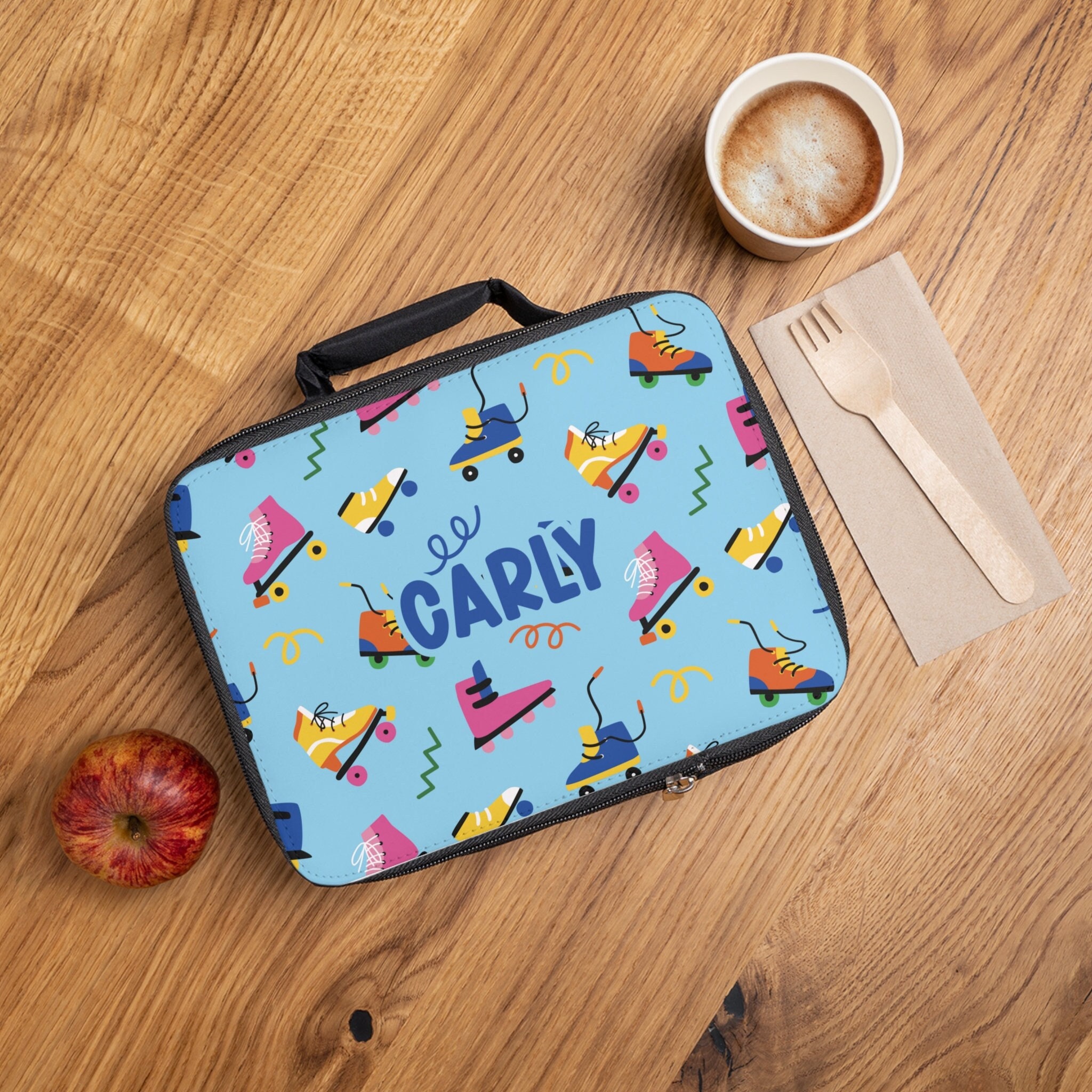 Rollerskates Lunchbox, Kids School Lunch Bag, Roller Skate Bag for Lunch, Insulated Lunchbox Custom Name Backpack Lunchbox Matching Set