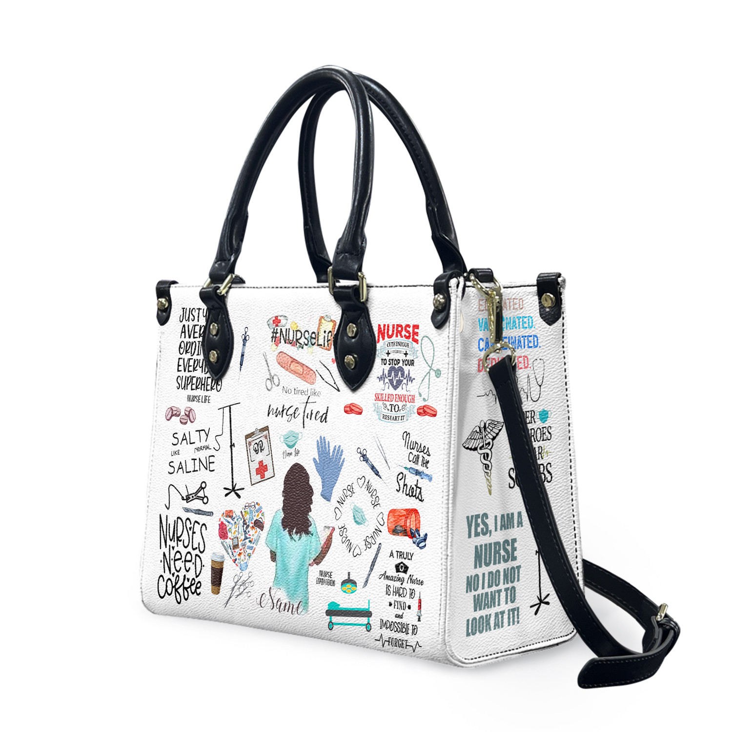 Personalized NurseLife Handbag, Custom Peace Love Nurse Handbag, Women Handbag, Gift For Her