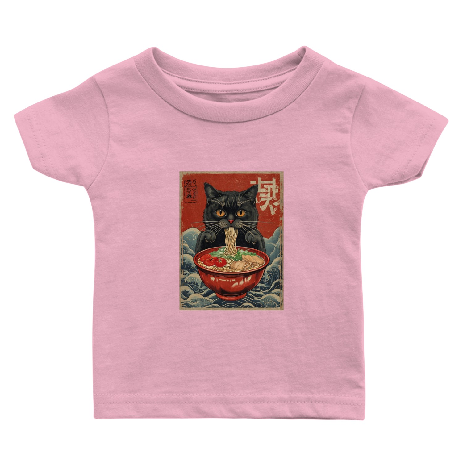 Kawaii cute Vintage Japanese Anime Manga Cat Ramen Baby T Shirts