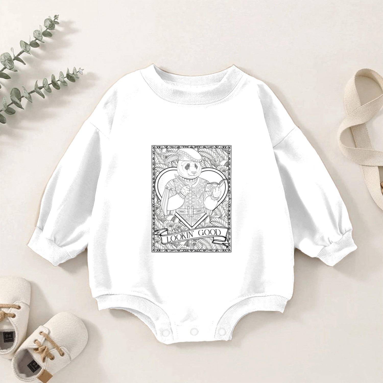 Vintage Lord Panda Poet Fantasy Matching Husband Baby Romper Sweatshirts