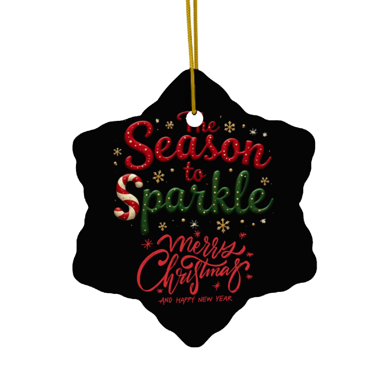 The Season to Sparkle Christmas Typography Ceramic Ornaments