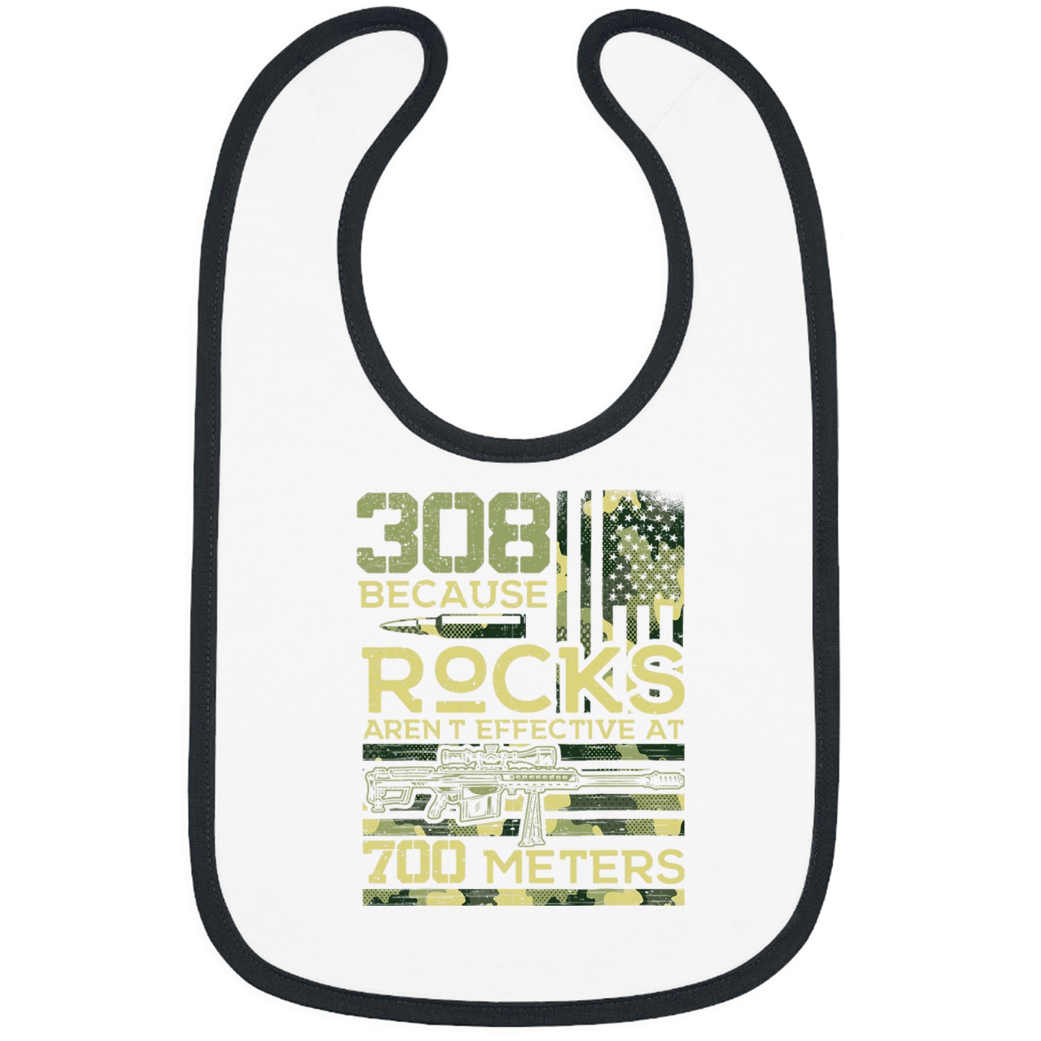 308 Because Rocks Arent Effective Hunting American Usa Flag 1 Bibs
