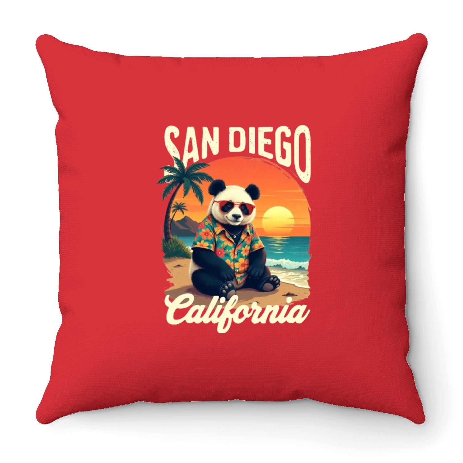 California Panda Zoo San Diego Family Vaction Throw Pillows