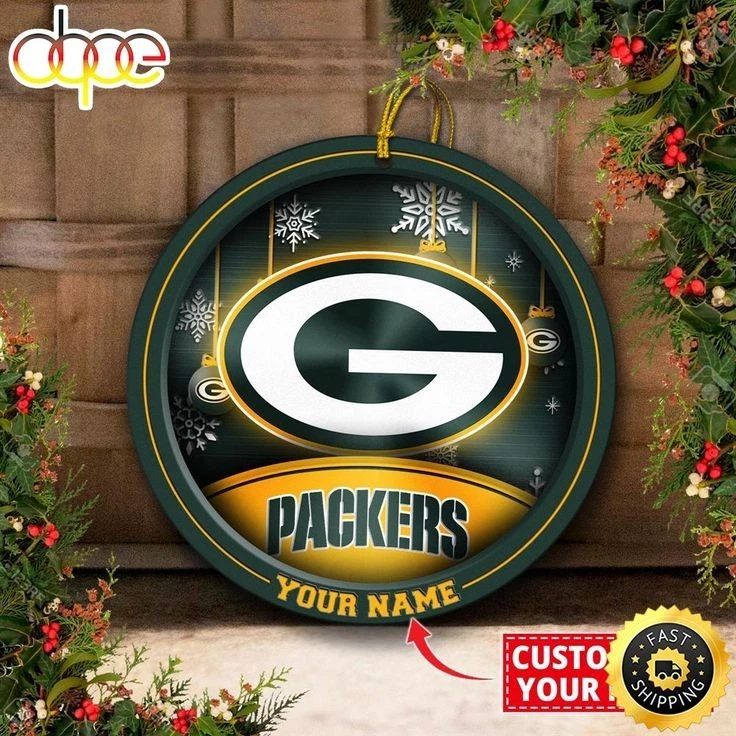 Personalized Green Bay Football Packers Team Christmas Ceramic Ornament Gift