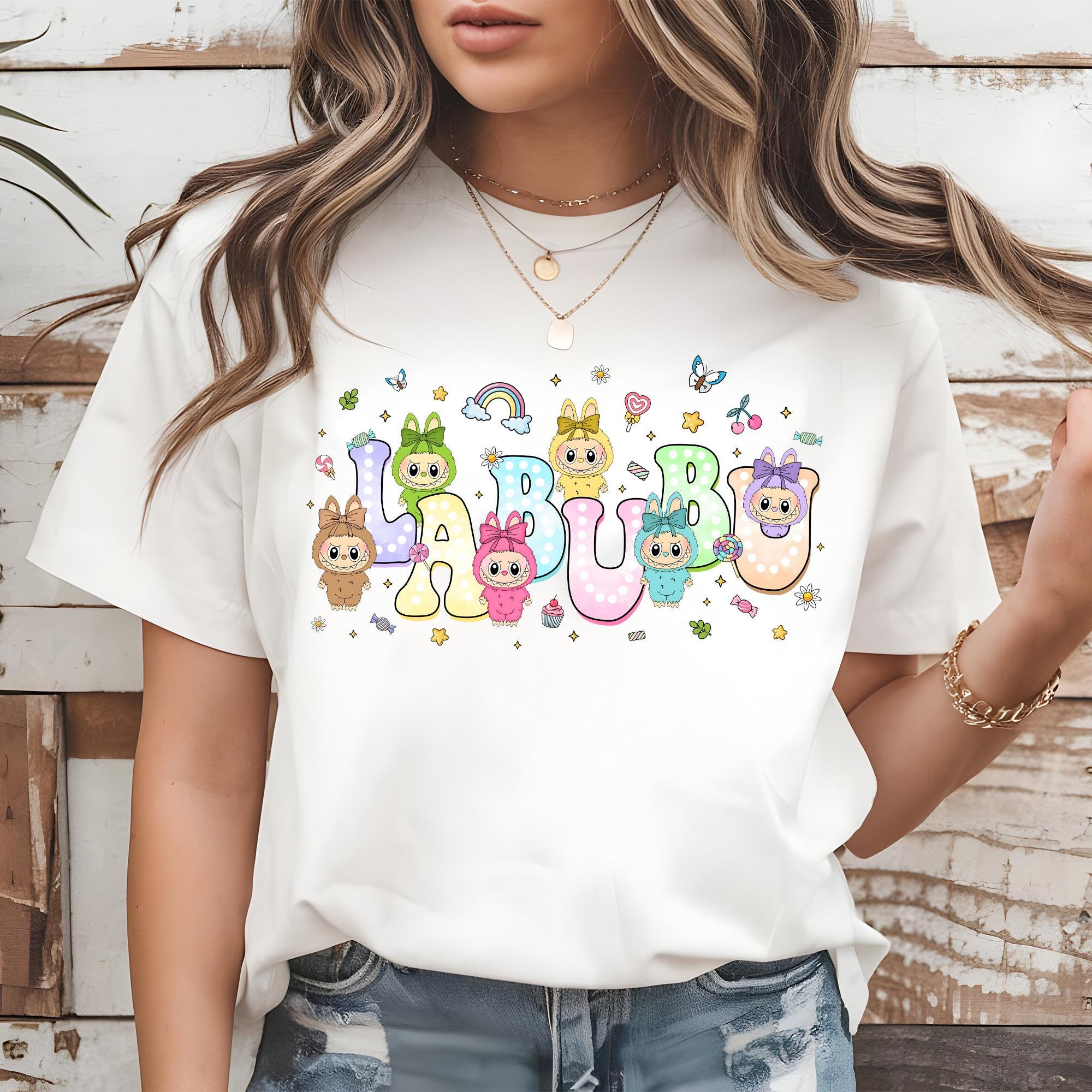 Colorful Kawaii Labubu Characters Tshirt, Labubu Shirt, Cute Cartoon Dolls Shirt, Colorful Anime Kawaii Tee Labubu Squad Shirts