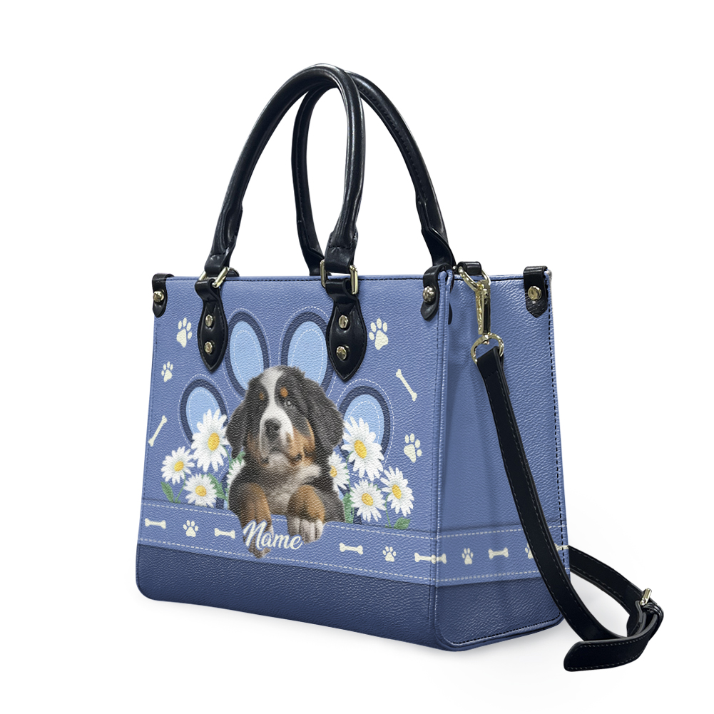Bernese Mountain Leather Handbag, Dog Leather Bag Gift