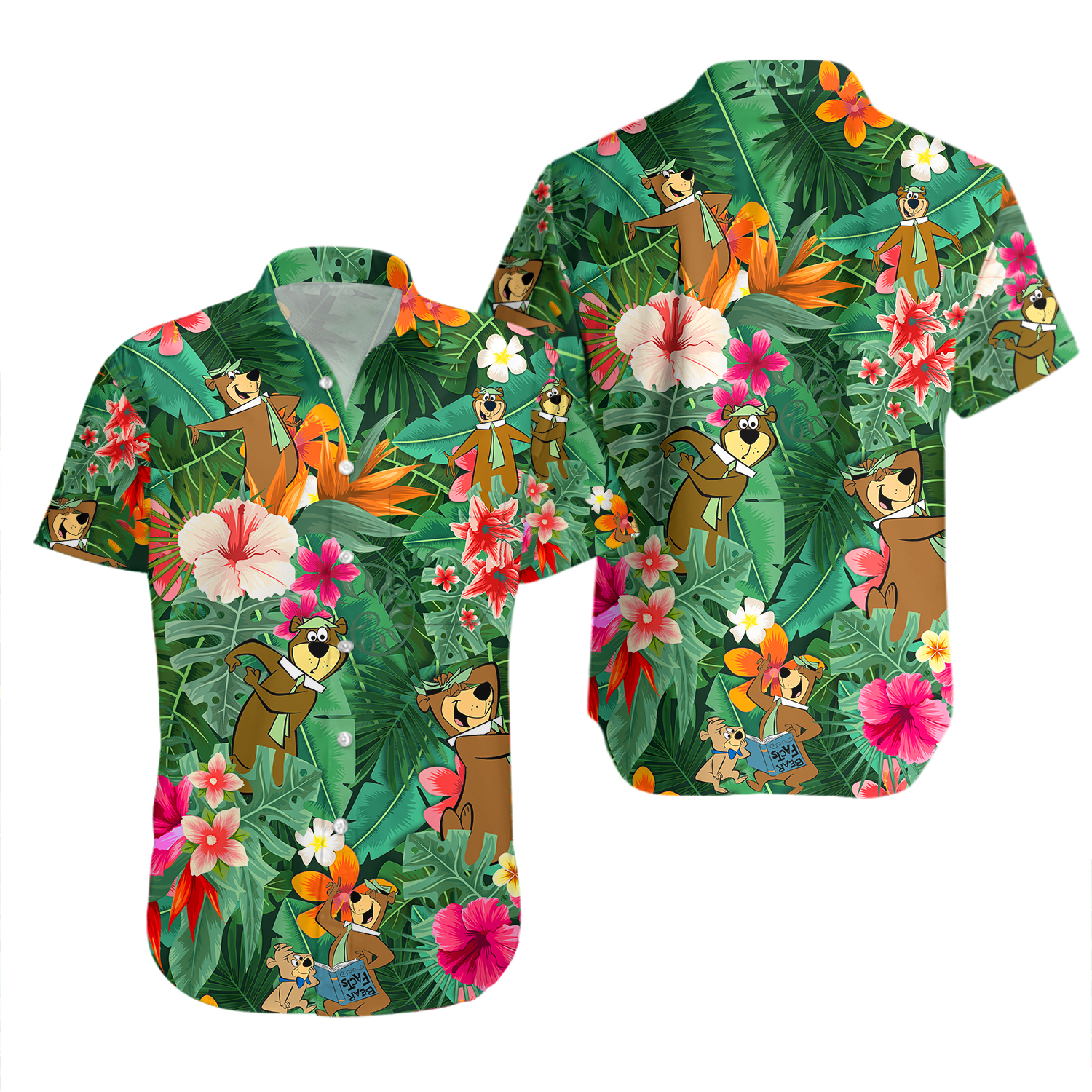 Yogi Bear Hawaiian Shirt Casual Button Down Shirt