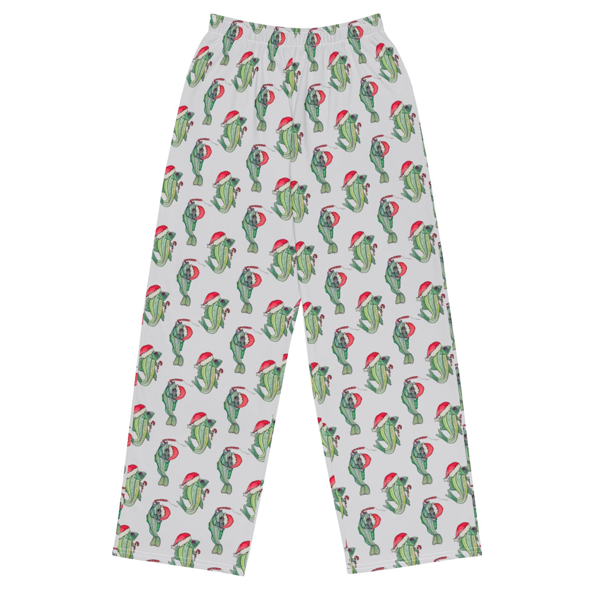 Santa Fish Mens Pajama Pants, Matching Family Christmas Sleepwear