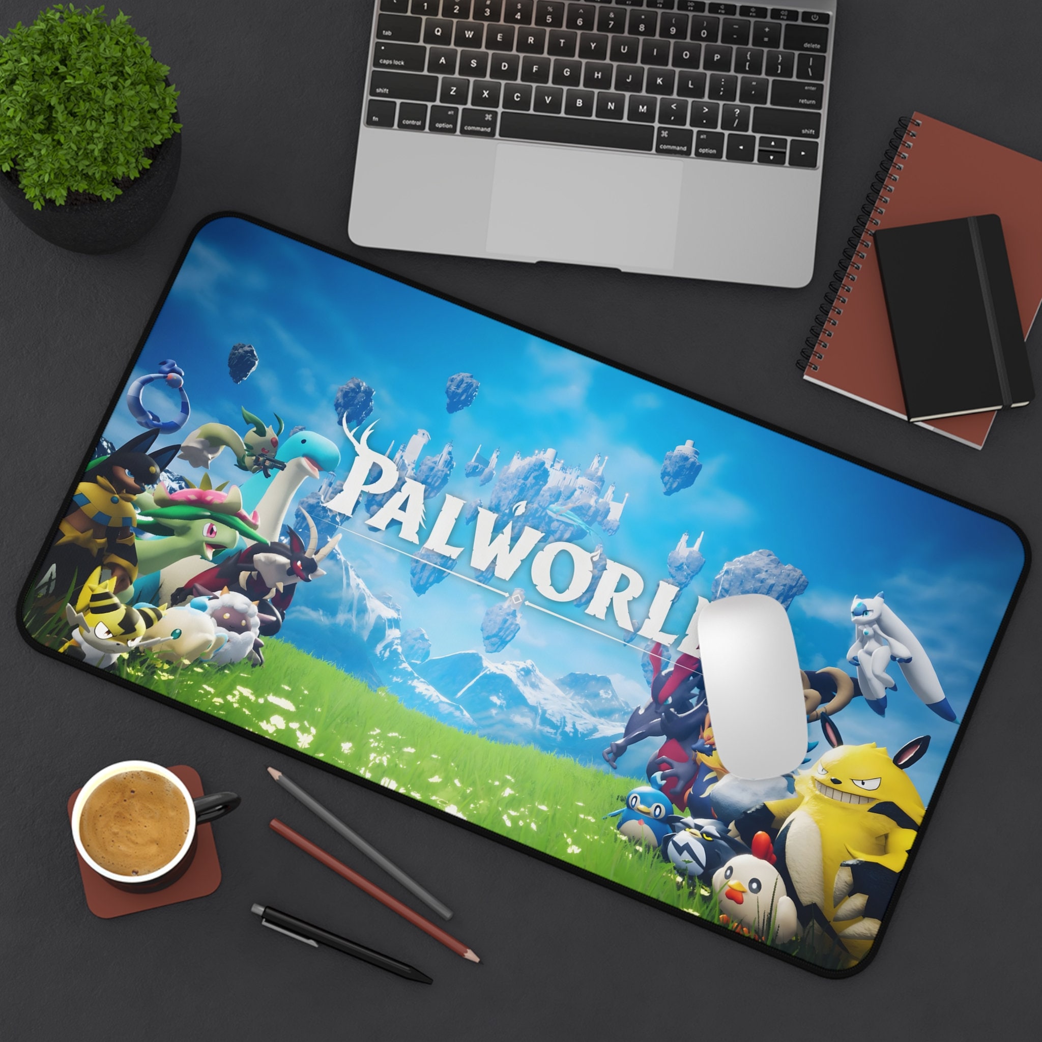 Pal World Desk Mat Mouse Pad, Dinosaur Mat, Monster Mat, Gamer Mat, Indie Game Pad, Game Tea Pad, Palworld Desk Mat