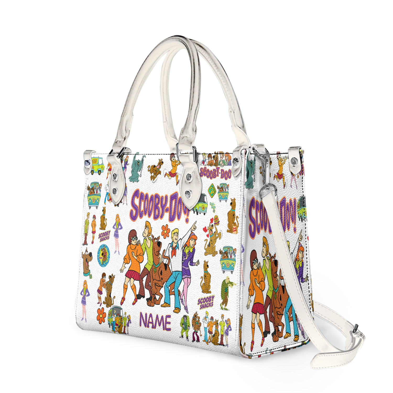 Custom Name Scooby Doo Dog Leather Handbag, Scooby Doo Lovers Leather Bag Gift