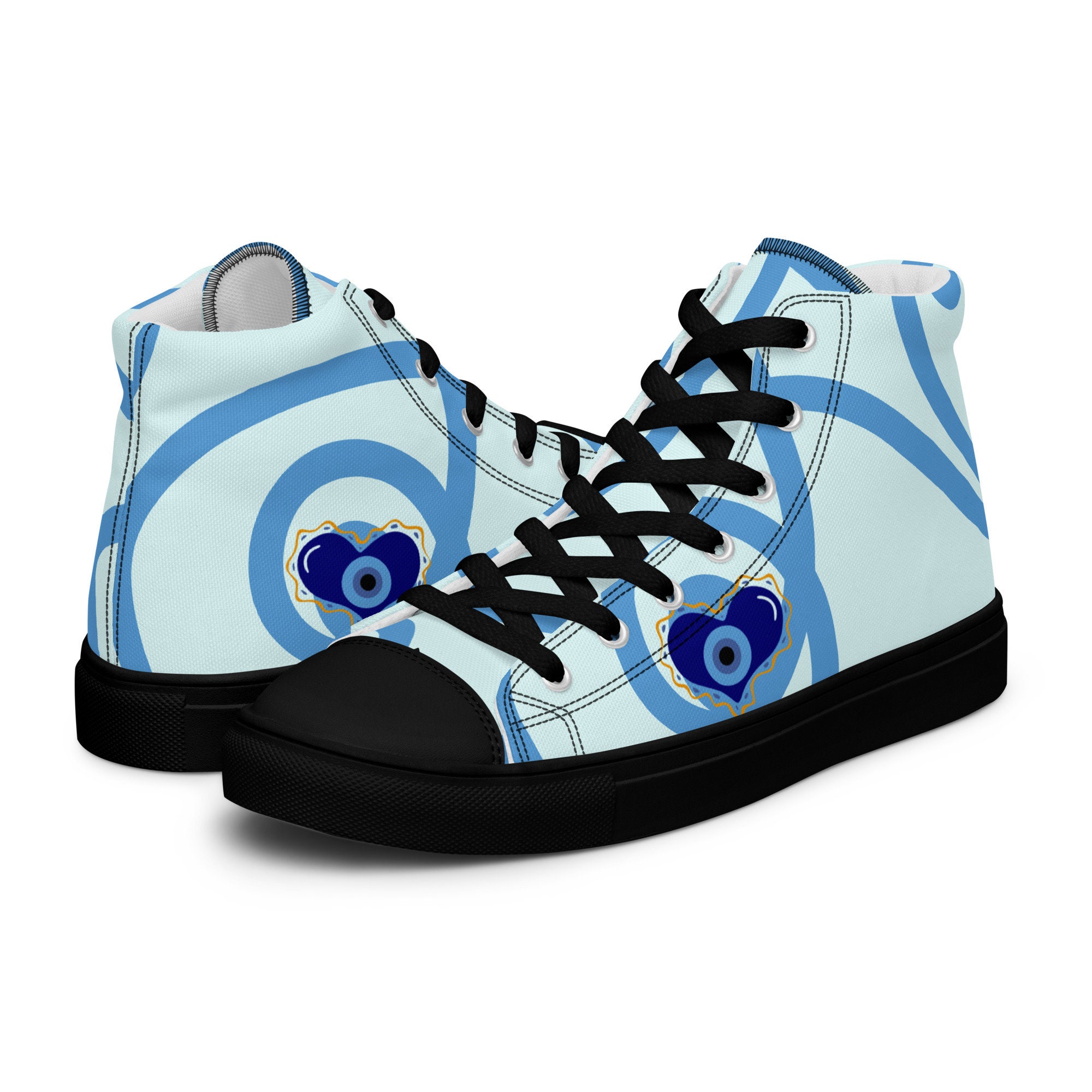 Gaze of Protection: Evil Eye Theme Womens High Top Canvas Shoes