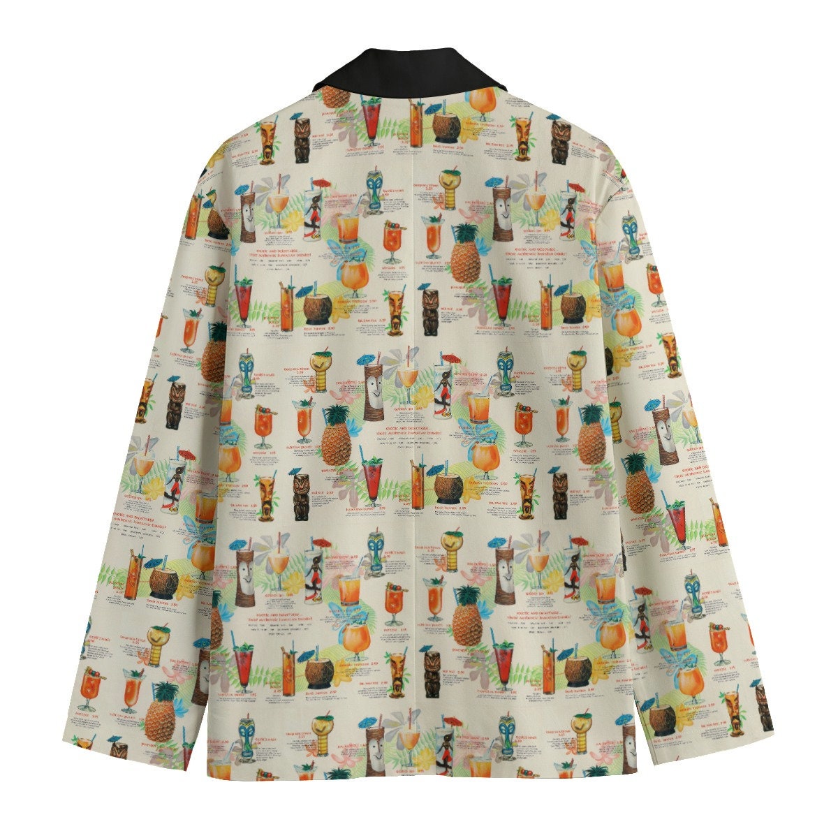 Retro Tiki Drink Menu Casual Blazer, Women Suit Jacket, Gift For Her