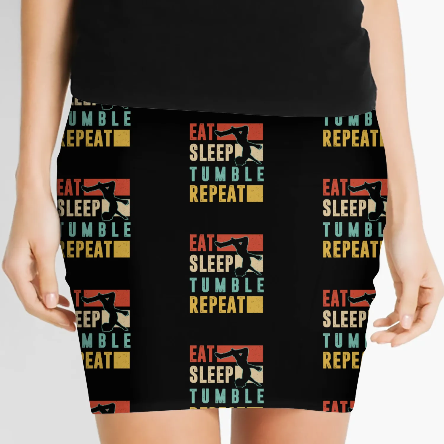 Gymnastics Gifts, Vintage Eat Sleep Tumble Repeat Women's Mini Skirts