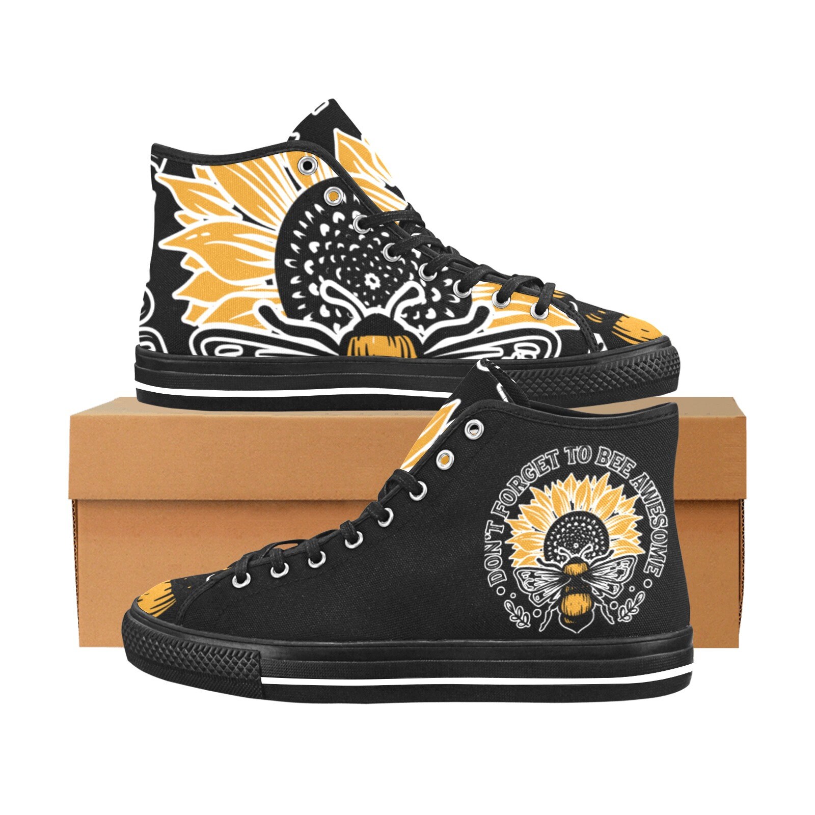 Don't Forget to Bee Awesome High-Top Canvas Sneakers