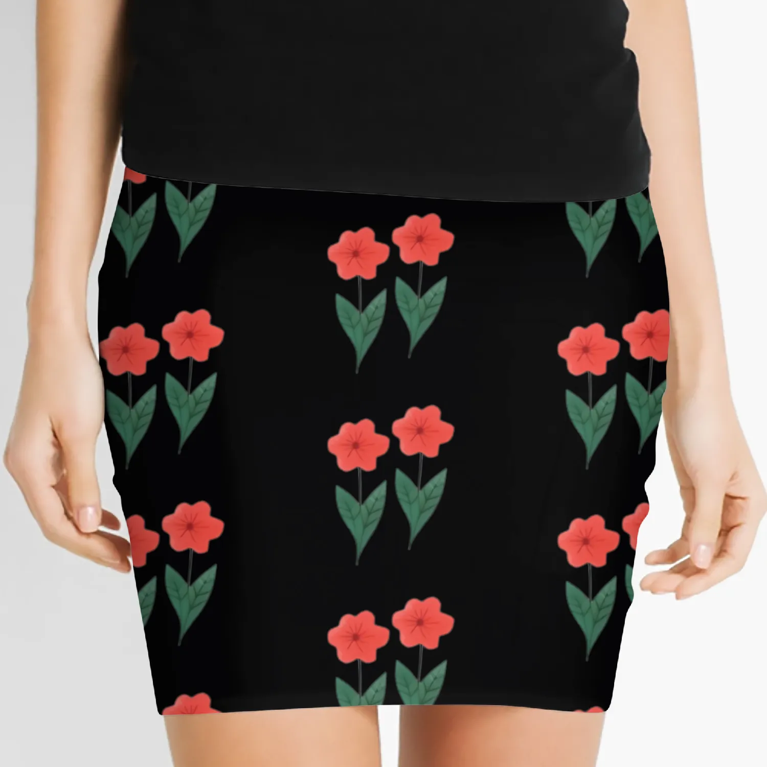 flower 02 01 Women's Mini Skirts